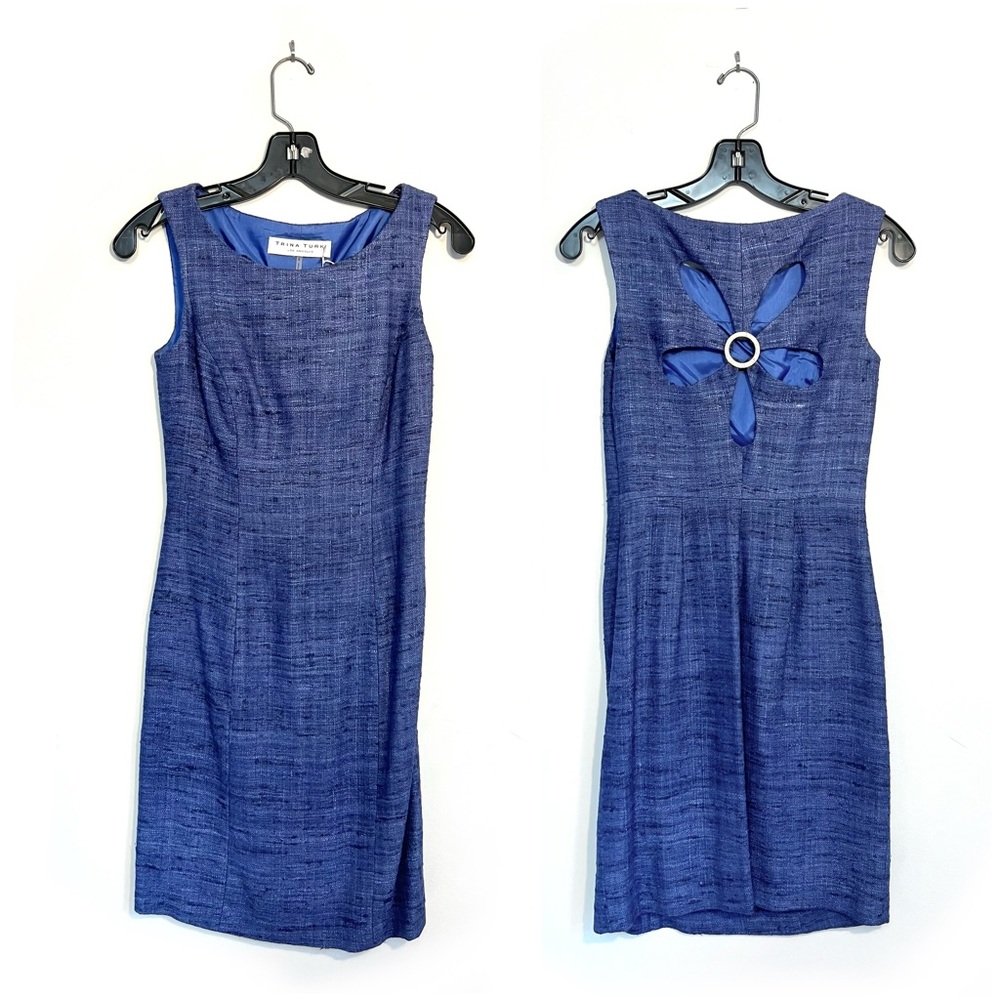 NWT Trina Turk - Blue Silk Sleeveless Dress Size 0